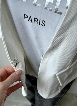 Белый пиджак ad lib накидка блейзер с рукавом три четверти6 фото