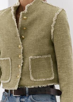 Текстурная куртка zw collection с бахромой5 фото
