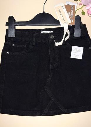 Джинсовая юбка черного цвета 100% коттон/на размер: 134/1 бренд: ovs1 фото