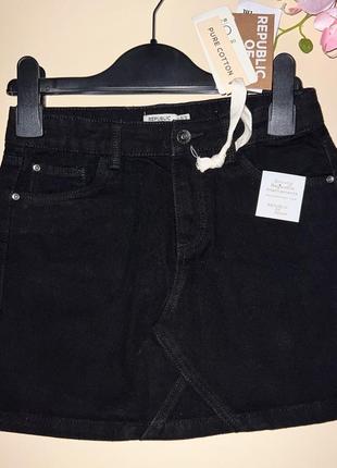 Джинсовая юбка черного цвета 100% коттон/на размер: 134/1 бренд: ovs4 фото