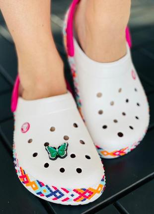 Крокси білі з мозаїкою crocs crocband сабо