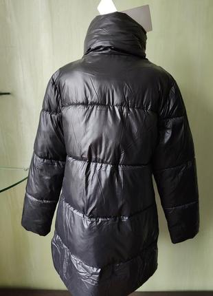 Удлиненная куртка на кнопках черная пальто3 фото
