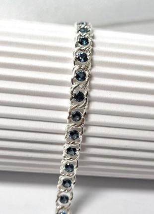Срібний браслет на руку арабка з камінням морської хвилі 17 - 22 см срібло 925 проби бр1к3 6.02г