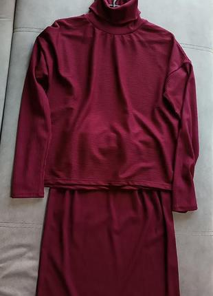 Костюм женский в рубчик, юбка+ кофта, комплект, размер m,l,xl, люкс👌10 фото