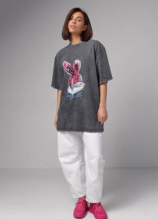 Трикотажная футболка тай-дай с принтом bugs bunny6 фото