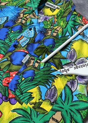 Винтажная фуллпринт гавайская оверсайз рубашка с 90х. яркая разноцветная цветы птицы пальмы. american vintage y2k серф carhartt4 фото