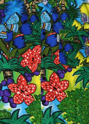 Винтажная фуллпринт гавайская оверсайз рубашка с 90х. яркая разноцветная цветы птицы пальмы. american vintage y2k серф carhartt6 фото
