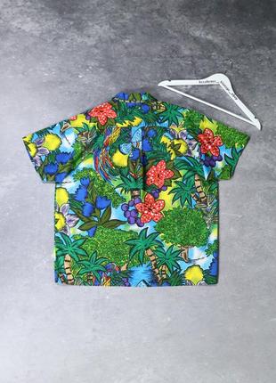 Винтажная фуллпринт гавайская оверсайз рубашка с 90х. яркая разноцветная цветы птицы пальмы. american vintage y2k серф carhartt10 фото