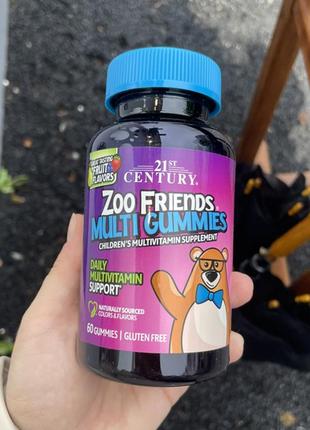 Дитячі мультивітаміни 21st century zoo friends мультижувальні таблетки фрукти 60 шт