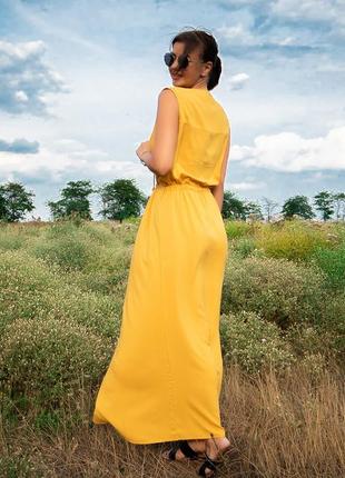Платье сарафан в пол летнее горчица5 фото