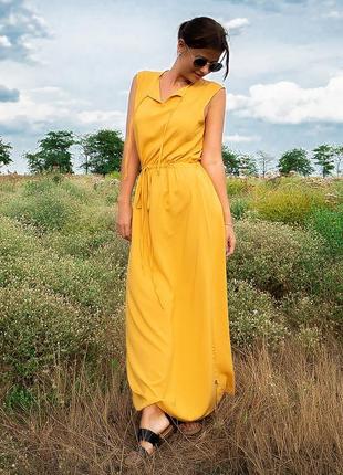 Платье сарафан в пол летнее горчица2 фото