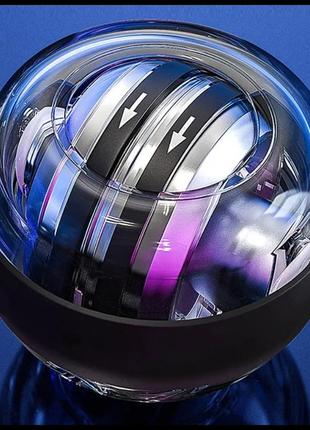 Эспандер гироскопический круглый gyro ball c подсветкой. тренажер кистевой для рук +чехол синий8 фото
