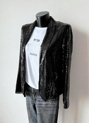 Пиджак жакет блейзер в пайетки черный вечерний блестящий пайетки2 фото