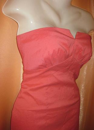 Елегантна маленька рожева сукня плаття нарядна силуетна приталена відкриті плечі маленький розмір4 фото