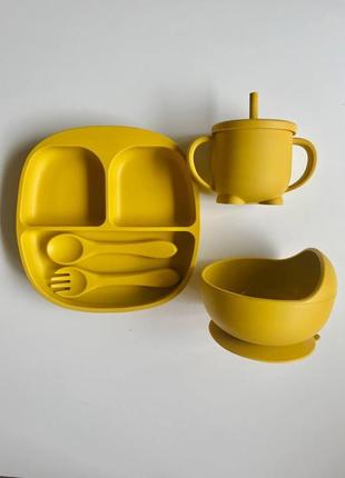 Набір дитячого силіконового посуду (посуд для початку прикорму малюків)