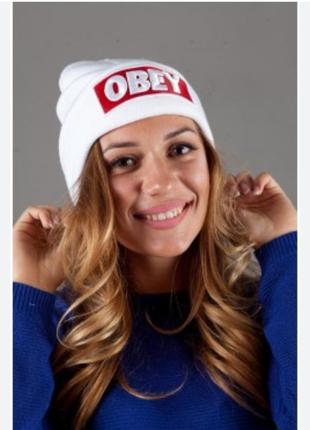 Шапка біла obey шапка лопата