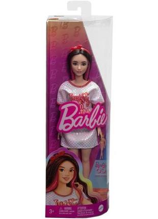 Лялька barbie "модниця" у блискучій сукні-футболці