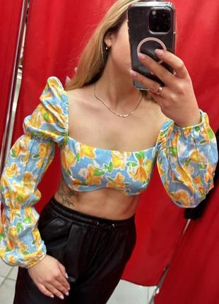 Новый топ с рукавами м из льна