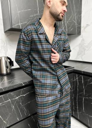 Пижама мужская байковая фланелевая в клетку разм.m-2xl6 фото