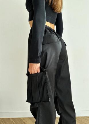 Трендовые женские брюки-парашуты карго из коттона4 фото
