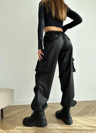 Трендовые женские брюки-парашуты карго из коттона3 фото