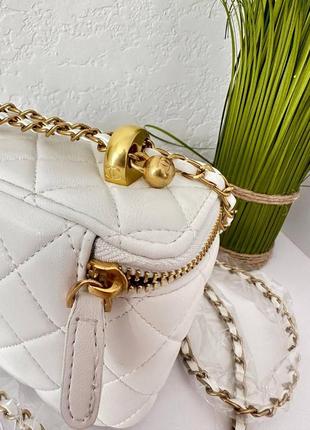 Cумка косметичка шанель chanel lambskin white7 фото