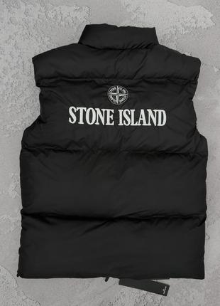 Стеганый жилет stone island (весна / осень) h черный2 фото