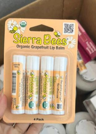 Sierra bees органічні бальзами для губ з ароматом грейпфрута 4 шт. в упаковці, по 4,25 г