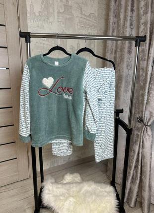 Жіночий теплий домашній костюм кофта та штани велсофт туреччина