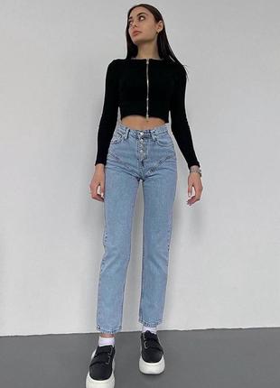 Женские джинсы мом с эффектом пуш-ап туречевая высокая посадка не тянутся4 фото
