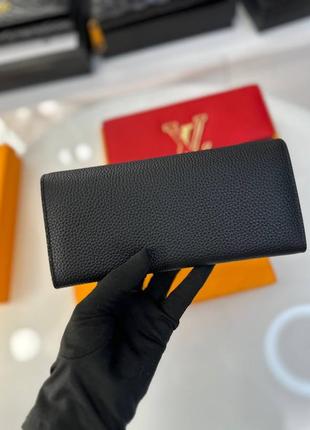 Шкіряний чорний гаманець louis vuitton, луї вітон шкіра8 фото