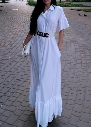 Неймовірна ніжна біла довга сукня плаття сорочка з воланами