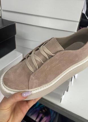 Кеди з натуральної італійської шкіри та замші жіночі