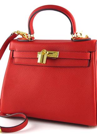 Кожаная женская красная сумка