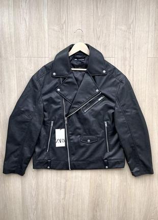 Косуха zara (m,l) faux leather jacket оригінал кожаная куртка1 фото