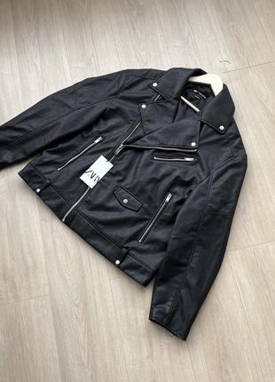 Косуха zara (m,l) faux leather jacket оригінал кожаная куртка5 фото