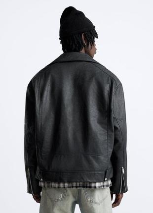 Косуха zara (m,l) faux leather jacket оригінал кожаная куртка4 фото