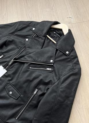 Косуха zara (m,l) faux leather jacket оригінал кожаная куртка6 фото