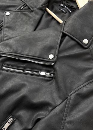 Косуха zara (m,l) faux leather jacket оригінал кожаная куртка7 фото