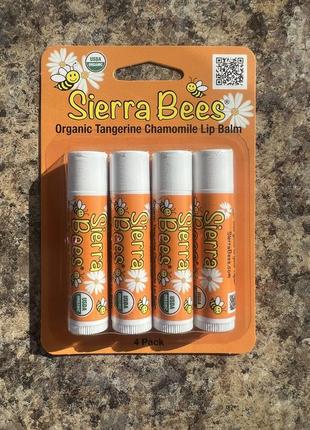 Органічний бальзам для губ з ароматом мандарину та ромашки sierra bees1 фото