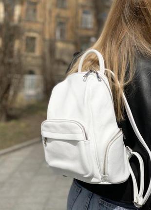 Белый кожаный женский рюкзак итальялия3 фото