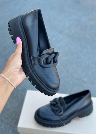 Жіночі шкіряні туфлі чорні, стильні туфлі на зручній підошві, багато кольорів, розмір 36-41