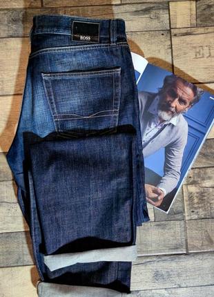 Мужские классические синие джинсы hugo boss оригинал  тёмно-синего цвета размер 34/32