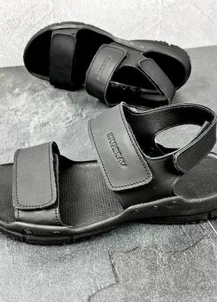 Удобные сандалии мужские кожаные брендовые на каждый день черные / сандали мужские кожа