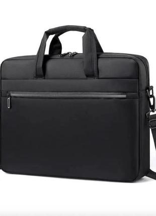 Сумка чехол портфель для ноутбука 15.6 дюймов с длинным ремешком с креплением на чемодан черный2 фото