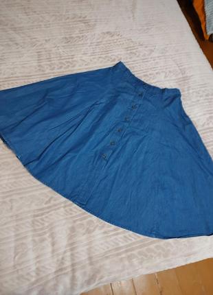 Легкая джинсовая юбка клеш1 фото