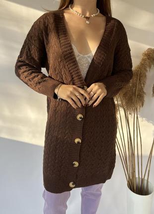 Удлиненный кардиган на пуговицах свитер кофта свитер джемпер7 фото