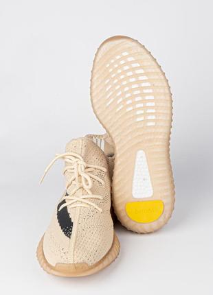 Кроссовки мужские adidas yeezy тканевые бежевые с черным . легкие и комфортные!