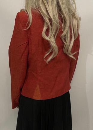 Австрія вінтажних лляний жакет піджак кардиган з льону яскравого кольору з вишивкою етно стиль етнічний одяг4 фото