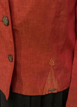 Австрія вінтажних лляний жакет піджак кардиган з льону яскравого кольору з вишивкою етно стиль етнічний одяг8 фото